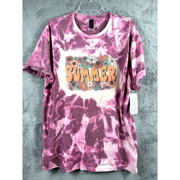 Gildan Tops - Gildan Womans Shirt Floral Tie-Dye Summer T-Shirt X-Large Beach Lake Vibes Top